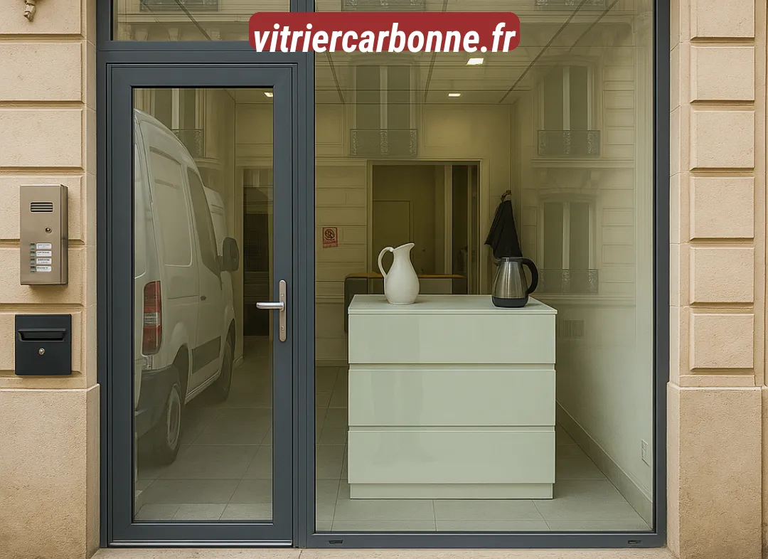Façade vitrine de magasin en aluminium sur mesure à Carbonne